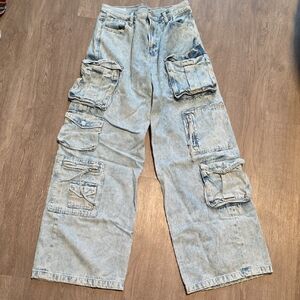 GAP Baggy Fit Cargo Jeans in Light Blue